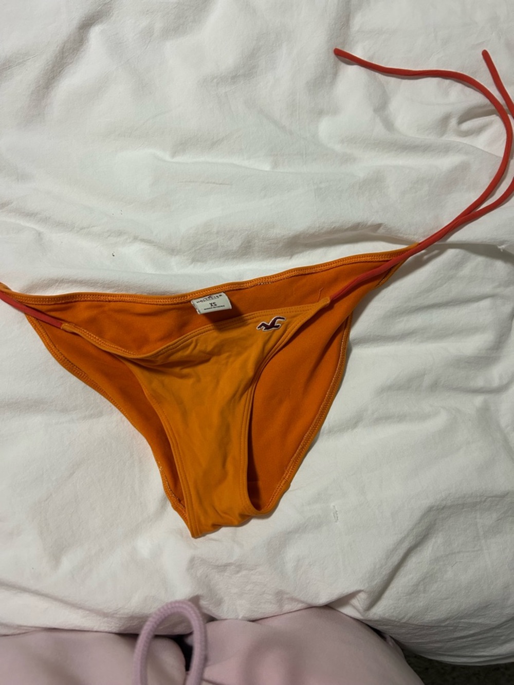 Hollister Orange Tie-Side Bikini Bottom with Pink Trim